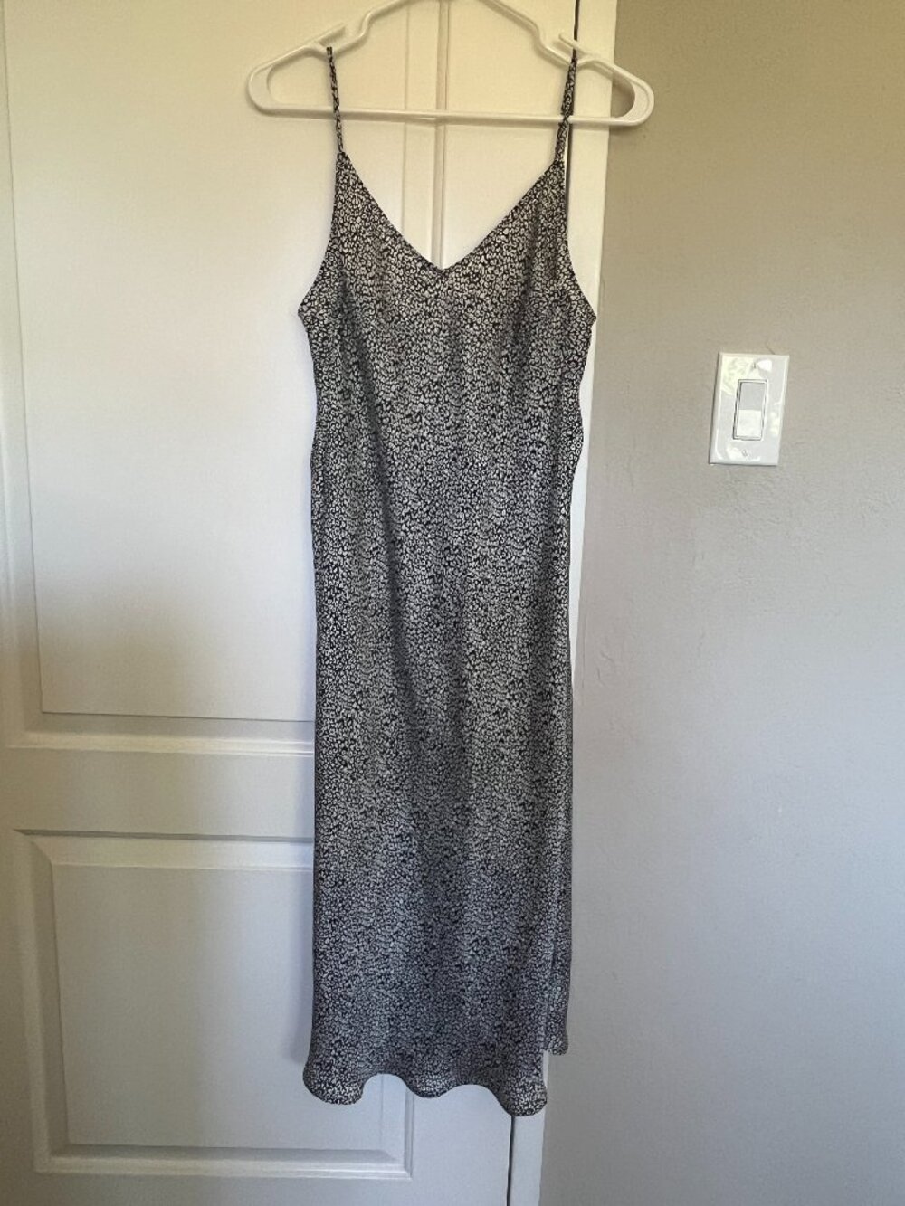 Cheetah Animal Print V-Neck Slip Strappy Midi Dress Size Large